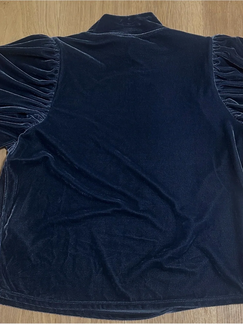 FREE PEOPLE BLUE Claudia Velvet Mock Neck Women's short sleeve bohemian Top Sz S